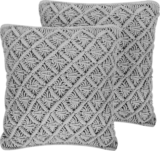 Picture of Beliani Zestaw 2 poduszek dekoracyjnych makrama 45 x 40 cm szary KIZKALESI
