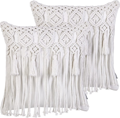 Attēls no Beliani Zestaw 2 poduszek dekoracyjnych makrama 45 x 45 cm biay BAMIAN