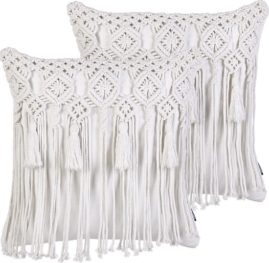 Picture of Beliani Zestaw 2 poduszek dekoracyjnych makrama 45 x 45 cm biay BAMIAN