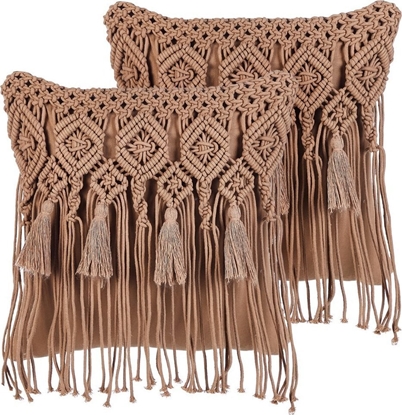 Attēls no Beliani Zestaw 2 poduszek dekoracyjnych makrama 45 x 45 cm brzowy BAMIAN