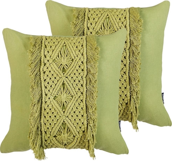 Picture of Beliani Zestaw 2 poduszek dekoracyjnych makrama 45 x 45 cm zielony KALAM