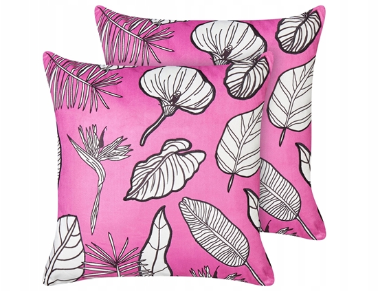 Picture of Beliani Zestaw 2 poduszek dekoracyjnych MALVA Welur 45 x 45 cm Róowy Wzór kwiatowy
