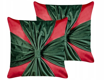 Attēls no Beliani Zestaw 2 poduszek dekoracyjnych MARSHMALLOW Welur 45 x 45 cm Czerwony Wzór witeczny