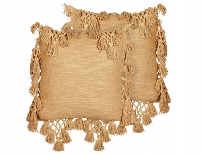 Attēls no Beliani Zestaw 2 poduszek dekoracyjnych OLEARIA Bawena 45 x 45 cm Piaskowy Jednolity