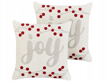 Attēls no Beliani Zestaw 2 poduszek dekoracyjnych PRALINE Welur 45 x 45 cm Biay Wzór witeczny