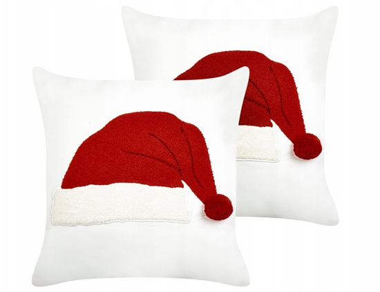 Picture of Beliani Zestaw 2 poduszek dekoracyjnych PRETZEL Bawena 45 x 45 cm Biay Wzór witeczny