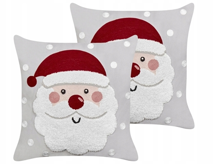 Attēls no Beliani Zestaw 2 poduszek dekoracyjnych SWEETENER Welur 45 x 45 cm Szary Wzór witeczny