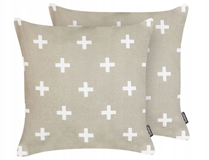 Attēls no Beliani Zestaw 2 poduszek dekoracyjnych VELLEIA Bawena 45 x 45 cm Beowoszary Wzór geometryczny