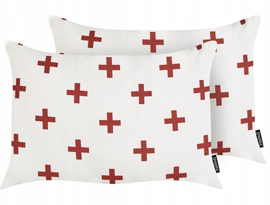 Picture of Beliani Zestaw 2 poduszek dekoracyjnych VELLEIA Bawena 50 x 35 cm Biay Wzór geometryczny