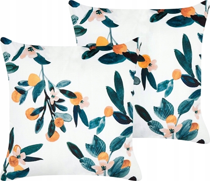 Attēls no Beliani Zestaw 2 poduszek dekoracyjnych w licie 45 x 45 cm biaa z zielonym KNAUTIA