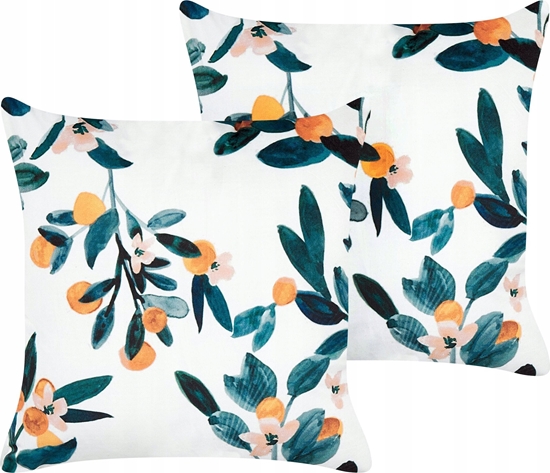 Picture of Beliani Zestaw 2 poduszek dekoracyjnych w licie 45 x 45 cm biaa z zielonym KNAUTIA