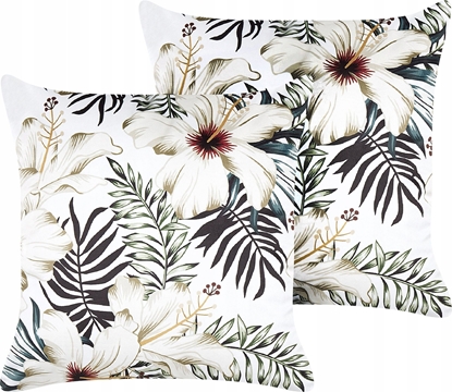 Attēls no Beliani Zestaw 2 poduszek dekoracyjnych w licie 45 x 45 cm biae z zielonym OKRA