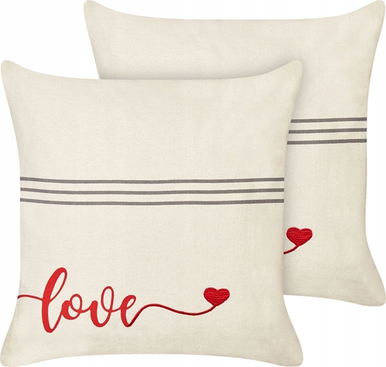 Picture of Beliani Zestaw 2 poduszek Haft Bawena Beowy PLUMERIA 45 x 45 cm