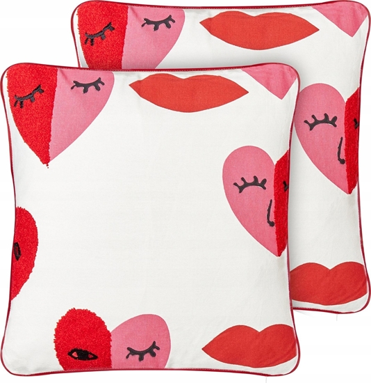 Изображение Beliani Zestaw 2 poduszek Haft Bawena Biay PERIWINKLE 45 x 45 cm