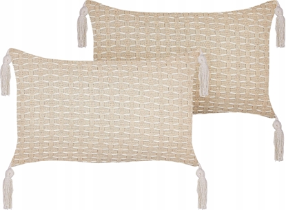 Изображение Beliani Zestaw 2 poduszek Poliester Jasnobeowy HAKONE