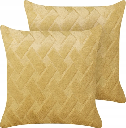 Изображение Beliani Zestaw 2 poduszek Toczone Musztardowy SITAPUR 45 x 45 cm