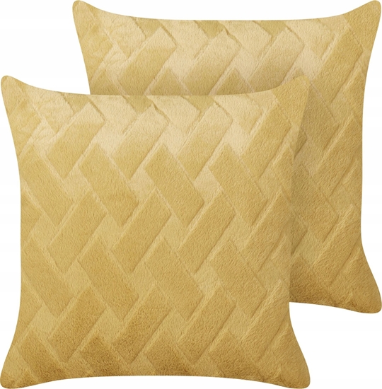 Picture of Beliani Zestaw 2 poduszek Toczone Musztardowy SITAPUR 45 x 45 cm