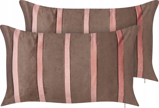 Изображение Beliani Zestaw 2 poduszek Welur Brzowy CRODYLINE 35 x 60 cm