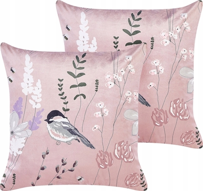 Изображение Beliani Zestaw 2 poduszek Welur Pastelowy ró CYCLAMEN