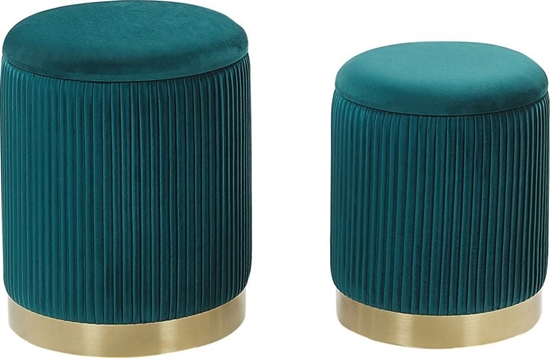 Picture of Beliani Zestaw 2 pufów ze schowkiem niebieski MIRAMAR