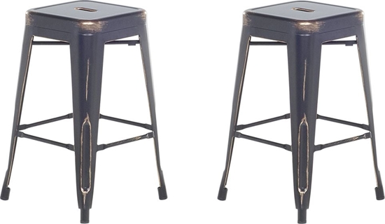 Изображение Beliani Zestaw 2 stoków barowych metalowych 60 cm czarno-zoty CABRILLO