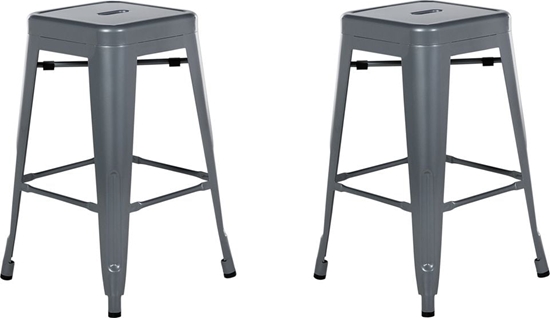 Изображение Beliani Zestaw 2 stoków barowych metalowych 60 cm szary CABRILLO