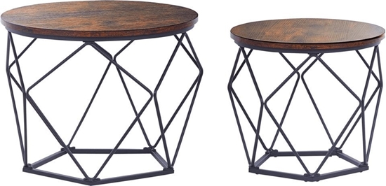 Picture of Beliani Zestaw 2 stolików kawowych ciemne drewno z czarnym BRUNI