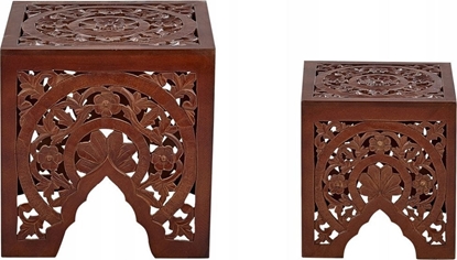 Picture of Beliani Zestaw 2 stolików pomocniczych ciemne drewno SHUKUR