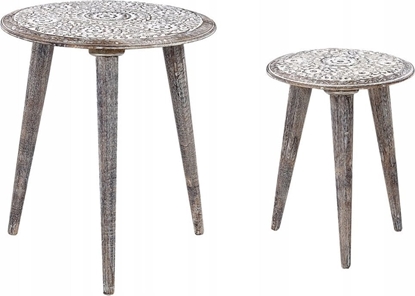 Picture of Beliani Zestaw 2 stolików pomocniczych drewno mango zamana biel BARJU