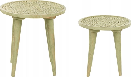 Picture of Beliani Zestaw 2 stolików pomocniczych z drewna mango zielony MAHARO