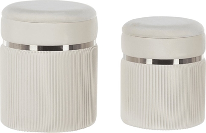 Picture of Beliani Zestaw 2 welurowych pufów ze schowkiem biay CAMDENTON