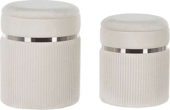 Picture of Beliani Zestaw 2 welurowych pufów ze schowkiem biay CAMDENTON