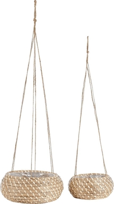 Attēls no Beliani Zestaw 2 wiszcych doniczek z trawy morskiej naturalny REMORA