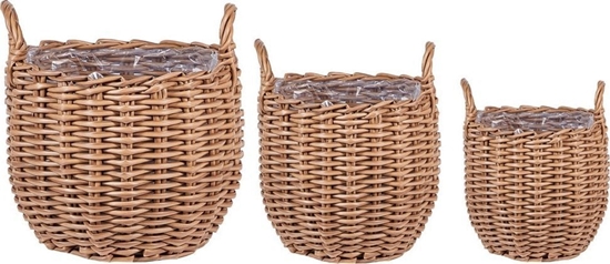 Picture of Beliani Zestaw 3 koszy na kwiaty z technorattanu brzowy AUCUBA