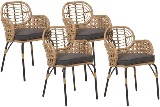 Picture of Beliani Zestaw 4 krzese z technorattanu z poduszkami naturalny PRATELLO