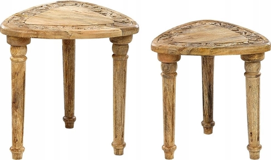 Picture of Beliani Zestaw dwóch stolików pomocniczych drewno mango jasne SAORA