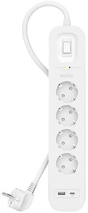 Picture of Belkin Surge Socket 4-fold + USB-A+C,525J,18W,2m SRB001vf2MV2