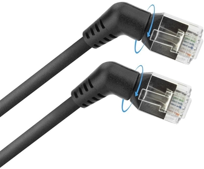 Attēls no Black 7 meters U/FTP CAT6A Slimline patch cable with angled 360° rotatable RJ45 connectors