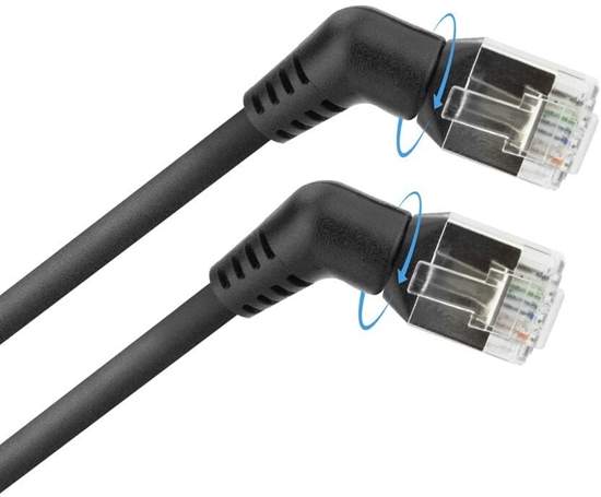 Изображение Black 7 meters U/FTP CAT6A Slimline patch cable with angled 360° rotatable RJ45 connectors