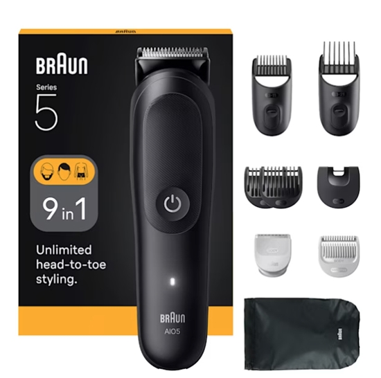 Изображение Braun 9-in-1 Grooming Kit | All-in-One Kit Series 5 AIO5540 | Cordless | Number of length steps 14 | Black
