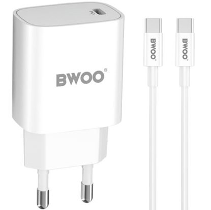 Изображение BWOO CDA159 Wall charger Type-C 20W PD + Type-C cable 1m