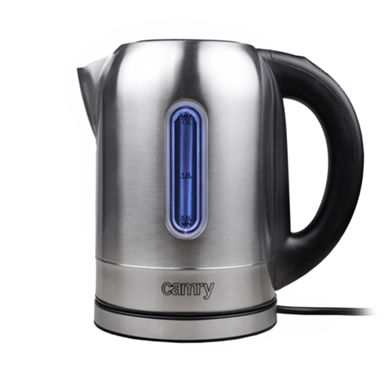 Изображение Camry Kettle CR 1253 With electronic control, 2200 W, 1.7 L, Stainless steel, Stainless steel, 360° rotational base