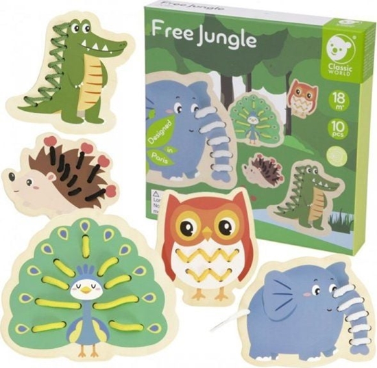 Picture of Classic World CLASSIC WORLD Drewniana Sznurowanka Przeplatanka Nawlekanka Przewlekanka Zwierztka 10 el.