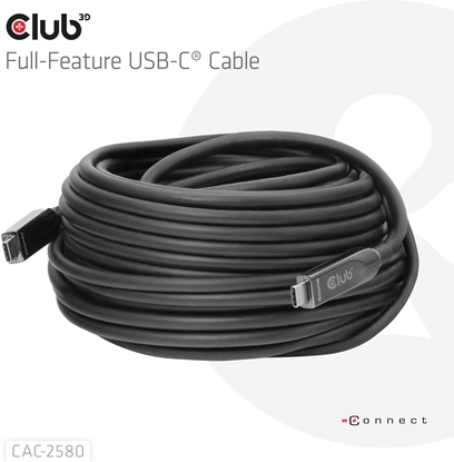 Изображение Kabel USB Club 3D USB-C - USB-C 15 m Czarny (CAC-2580)