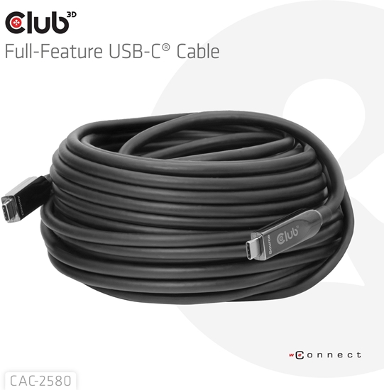 Изображение Kabel USB Club 3D USB-C - USB-C 15 m Czarny (CAC-2580)