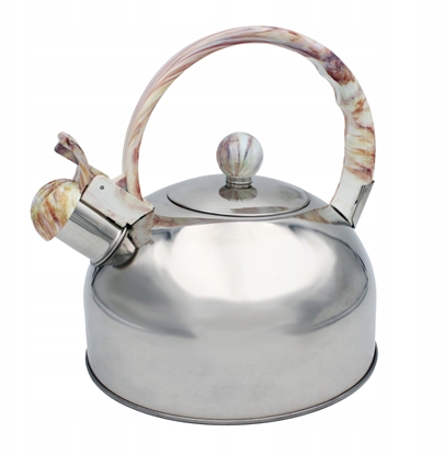 Picture of Czajnik stalowy z gwizdkiem tradycyjny indukcja 2.5L marmurowy uchwyt BRUNBESTE BB-2269