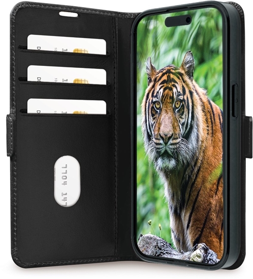 Изображение dbramante1928 Copenhagen - Flip-Hulle fur Mobiltelefon - genarbtes Leder - Schwarz - fur Apple iPhone 15