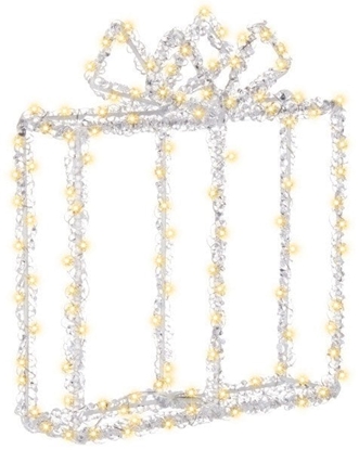 Picture of Dekoracja witeczna Beliani Dekoracja ogrodowa LED prezent witeczny 25 cm biay KEMI