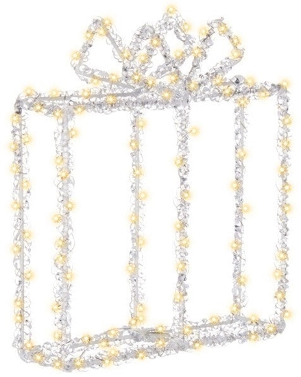 Picture of Dekoracja witeczna Beliani Dekoracja ogrodowa LED prezent witeczny 25 cm biay KEMI