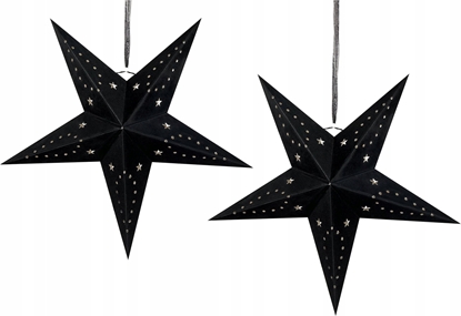 Picture of Dekoracja witeczna Beliani Zestaw 2 wiszcych gwiazd welurowych LED 60 cm czarny MOTTI